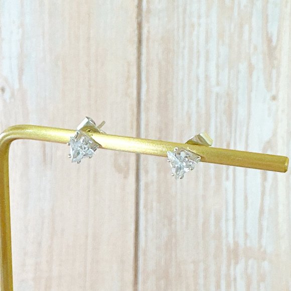Triangle CZ Stud Earrings - Picture 5 of 6